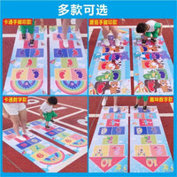Cartoon Hopscotch Play Mat for Kids, Sensory Training Game with Sandbag, Autism Therapy Toy, Parent-Child Interactive Fun