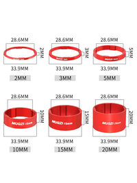 MUQZI Aluminum Alloy Bicycle Headset Spacer for 28.6mm Fork Stem, 2/3/5/10/15/20mm