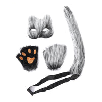 Halloween Fox Tail, Cat Ears, Mask & Paw Set for Cosplay Parties