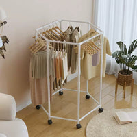 Hexagonal Clothes Drying Rack for Balcony Bedroom, Space-Saving, Thickened, Stable Floor-Standing Garment Hanger