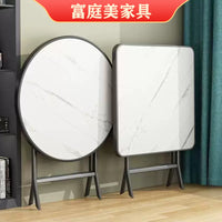Foldable Round Dining Table, Portable Small Square Table for Renters, Modern Minimalist Outdoor Table