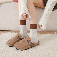 Thickened Contrast Color Warm Fleece Dotted Yarn Mid-Calf Socks for Women, Japanese Style Wool Blend, Versatile Autumn/Winter Korean Insulated