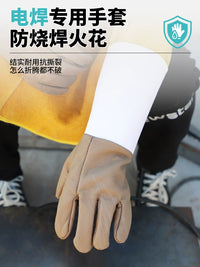 Welding Protective Gloves, Heat Resistant, Wear-Resistant, Thickened Cowhide Leather for Industrial Work