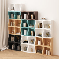 Nordic Curved Grid Bookshelf Free Combination Storage Rack Living Room Staircase Bay Window Organizer