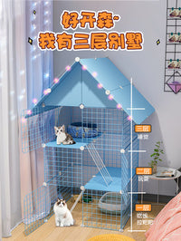 Large Indoor Cat Cage with Litter Box Space and Cat House