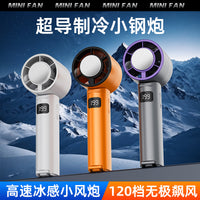 Portable Handheld Cooling Fan with Semiconductor Refrigeration, USB Rechargeable, Foldable Neck Fan