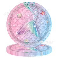 Pink Mermaid Scale Disposable Tableware Party Set for Kids