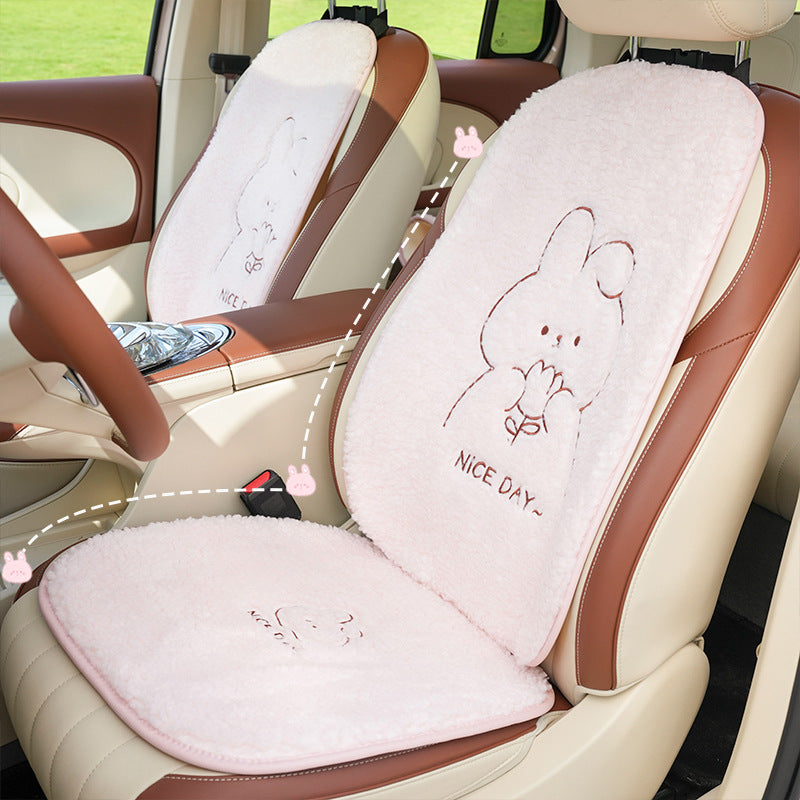 Cute Cartoon Plush Car Seat Cushion Set for Winter - Thickened Warm Seat Cover