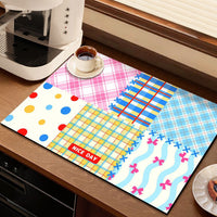 Diatomaceous Earth Geometric Patchwork Absorbent Mat for Kitchen Sink & Coffee Machine