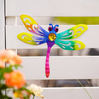 American Style Iron Dragonfly Wall Decor UV Printed Outdoor Garden Fence Hanging Ornament