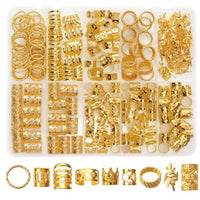 220-260pcs Hair Braid Rings Set Hair Extension Accessories Dreadlock Cuffs Clips