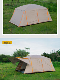 Outdoor Double-Layer Camping Tent with Two Rooms and One Hall, Waterproof Sunscreen Black Glue Coating for 4-12 Person