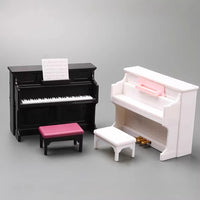 Miniature Dollhouse Piano and Chair Set for Girls, Desktop Ornament and Photography Prop