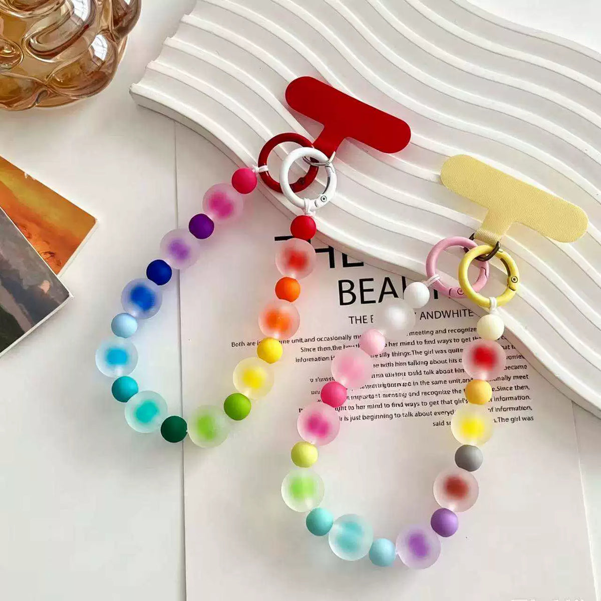 Dopamine Beaded Phone Lanyard with Wrist Strap and Keychain for Bags