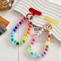 Dopamine Beaded Phone Lanyard with Wrist Strap and Keychain for Bags