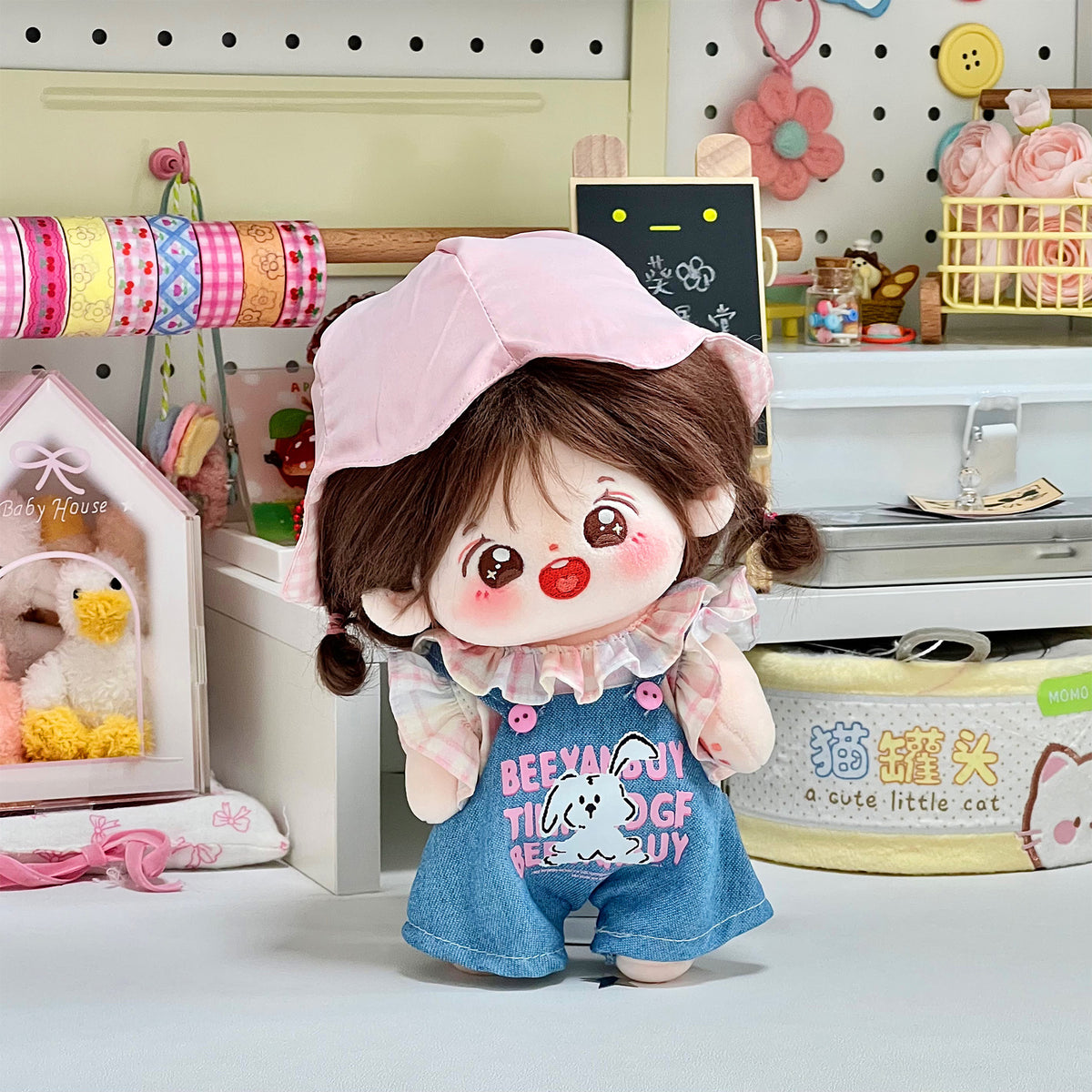 20cm Cotton Doll Clothes Spring Outing Series Overalls for Normal and Chubby Body Dolls