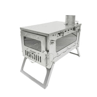 Titanium Alloy Camping Wood Stove with View Window and Folding Chimney for Tent Heating