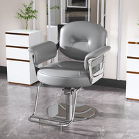 Adjustable Hydraulic Barber Chair with Stainless Steel Armrests for Hair Salon