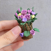 1:12 Miniature Dollhouse Garden Balcony Resin Flower Ornament Woven Purple Rose