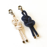Nautical Rope Knot Keychain with Lobster Clasp, Cotton Woven Pendant for Bags and Keys