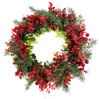 Artificial Berry & Pine Leaf Wreath for Christmas & Halloween Decor