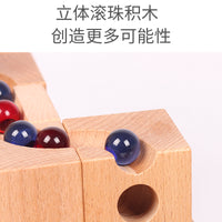Wooden Marble Run Building Blocks Set for Kids