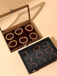 Walnut Wood Grain Dustproof Jewelry Box with Lid for Bracelets, Rings, Earrings, and Necklaces