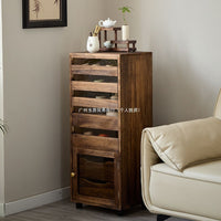 Solid Wood Display Cabinet with Glass Doors and Drawers for Collectibles, Tea Sets, or Dental Tools