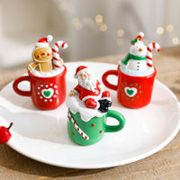 Mini Christmas Teacup Ornaments - Santa, Snowman, Gingerbread Man Resin Figurines for Holiday Decor