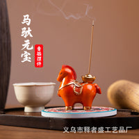 Horse Year Incense Burner with Ceramic Plate and Fragrance for Home and Office Decor