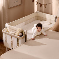 Coolbaby Adjustable Seamless Baby Crib with One-Key Fold, Multi-functional Co-sleeper for Infants