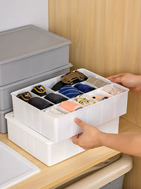 Mipaidi Drawer Organizer with Lid for Underwear, Socks, Ties, and Belts - Dividable Storage Box