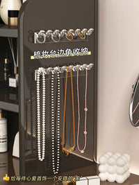 Adhesive Jewelry Hooks for Wall or Door Mounting - Mini Multi-Grid Organizer for Necklaces, Earrings, Bracelets