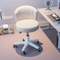Adjustable Swivel Vanity Chair with Backrest and Wheels, Cream Style