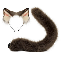 Siamese Black Cat Ears Headband and Tail Cosplay Set