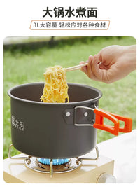 Portable Outdoor Camping Cookware Set with Kettle and Frying Pan for Backpacking and Picnics