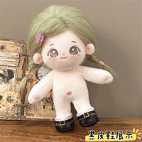 20cm Cotton Doll Round Toe PU Leather Shoes for Dress-Up
