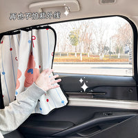 Car Window Sun Shade with Cartoon Design, UV Protection and Heat Insulation, Track-Mounted for Vehicle Interior