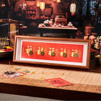 Chinese New Year Five Blessings Photo Frame Desktop Ornament with Ancient Coins