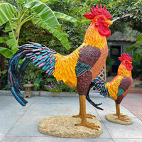 Outdoor Rooster and Hen Garden Statues Realistic Animal Figurines for Yard and Lawn Decor
