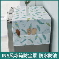 Refrigerator Dust Cover with Storage Pockets, Waterproof and Oil-proof Fabric