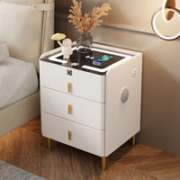Nightstand with 3 Drawers, Modern Italian Style Bedside Table, Solid Wood Frame with Rock Board Top, Fully Assembled Storage Cabinet