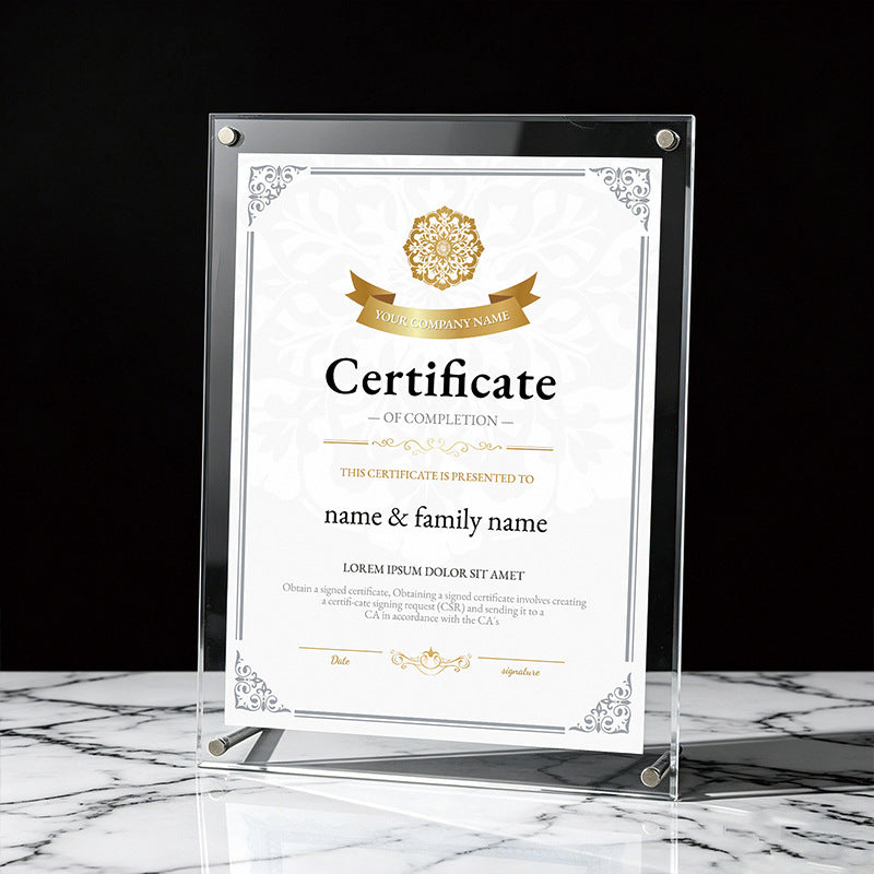 Acrylic Photo Frame for Certificates and Artwork Display, A3/A4/8K Sizes