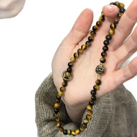 Natural Tiger Eye Beaded Bracelet for Women, Vintage Chinese Style Wealth Charm, Couple Gift Jewelry