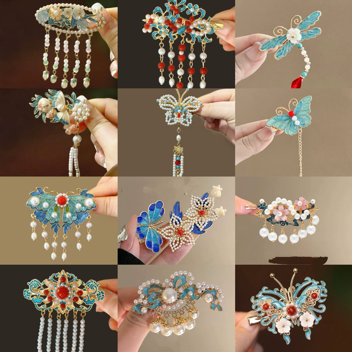 Chinese Style Cloud Pearl Hair Clip with Tassel, Elegant Hanfu Hair Accessory