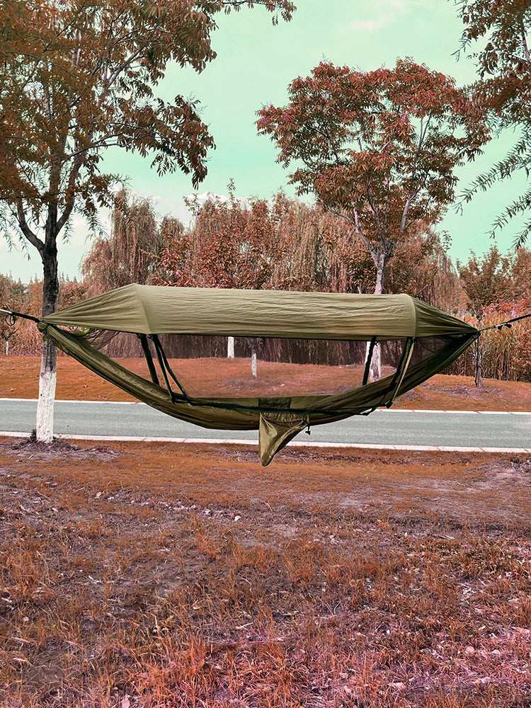 Outdoor Camping Hammock with Mosquito Net and Sunshade, Double Person Anti-Roll Automatic Quick Open Swing