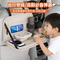 Car Backseat Foldable Dining Table Tray with Tablet Holder for Kids and Adults