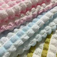 Seersucker Textured Wrinkled Fabric for Sofa and Chair Covers, Solid Color Stretch Bubble Grid Material