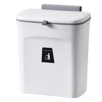 Wall-Mounted Kitchen Cabinet Waste Bin with Lid and Inner Bucket, 9L Hanging Trash Can for Bathroom and Home