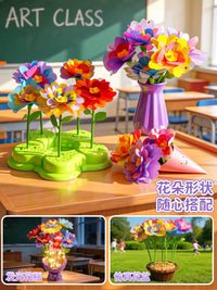 Kids' DIY Flower Bouquet Craft Kit for Girls, Educational Toy Gift Ages 3-9